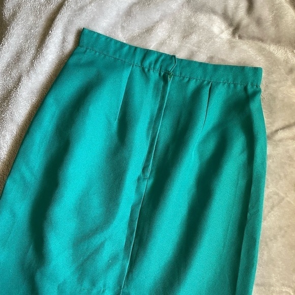Vintage 80s High Waisted Teal Pencil Skirt - Picture 4 of 5